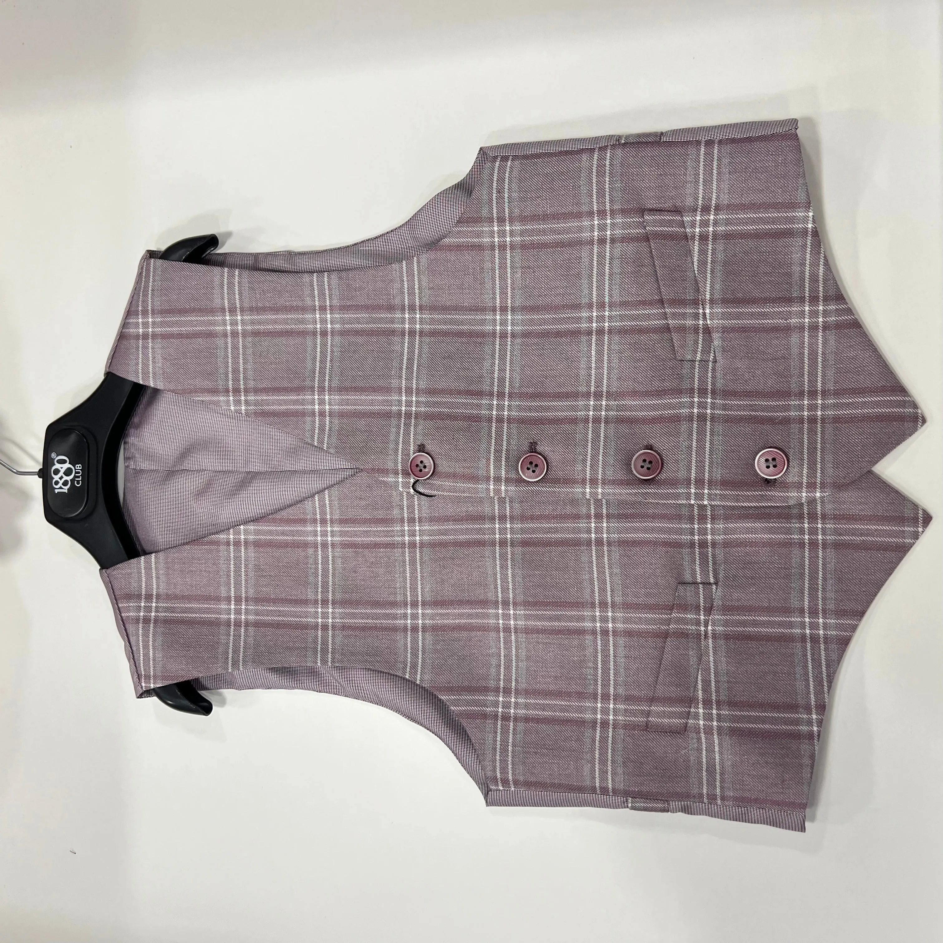 1880 Club Boys Blush Checked Waistcoat 55118/64