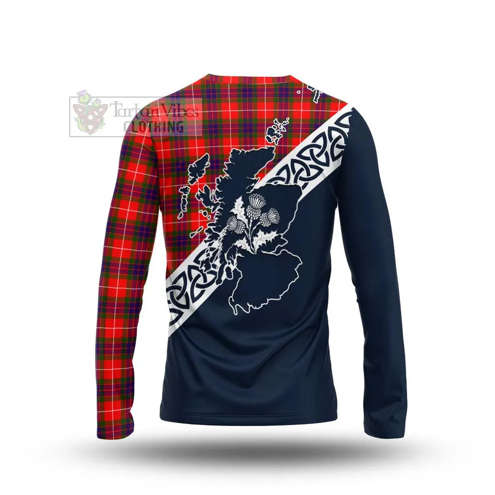 Abernethy Tartan Long Sleeve T-Shirt Featuring Thistle and Scotland Map