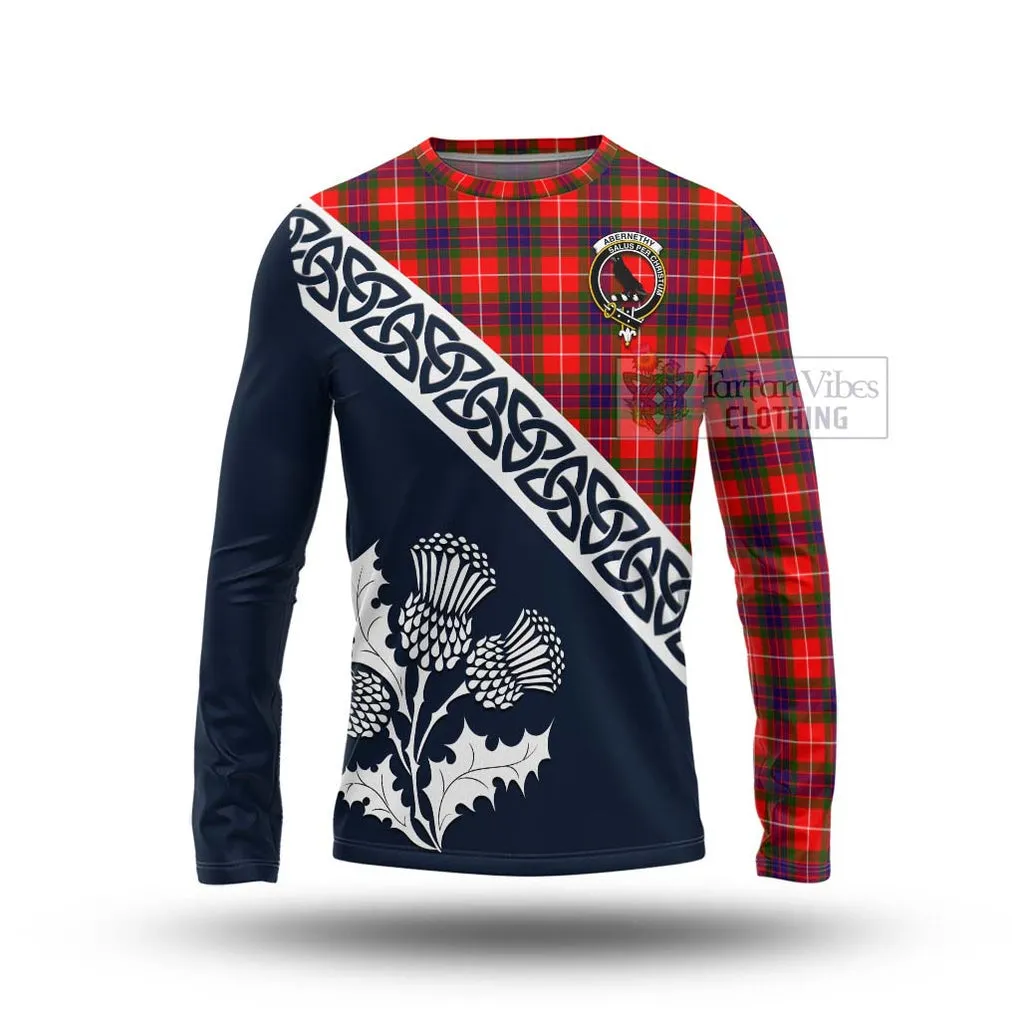 Abernethy Tartan Long Sleeve T-Shirt Featuring Thistle and Scotland Map