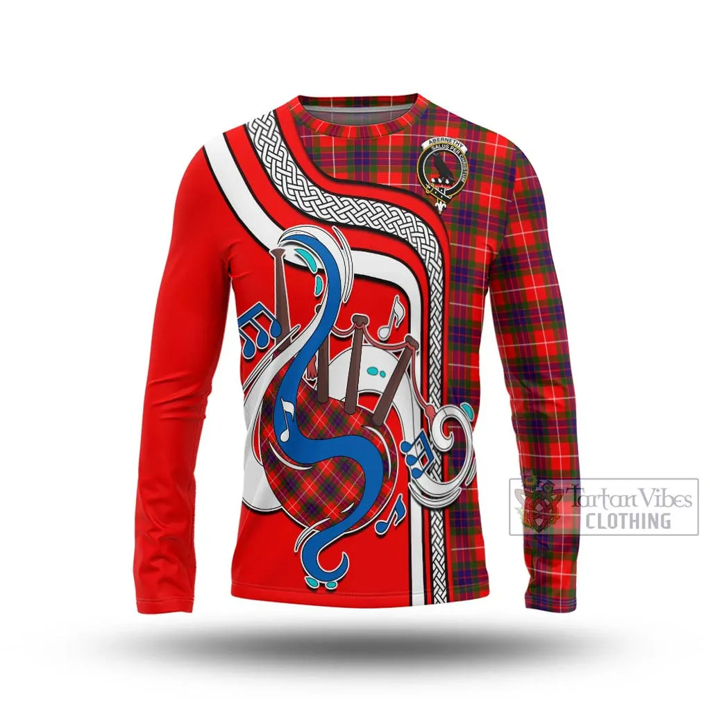 Abernethy Tartan Long Sleeve T-Shirt with Epic Bagpipe Style