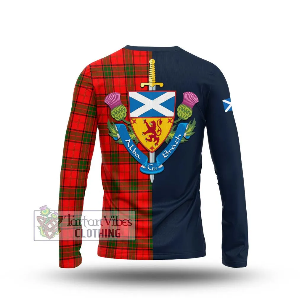 Adair Tartan Long Sleeve T-Shirt Alba with Scottish Lion Royal Arm Half Style