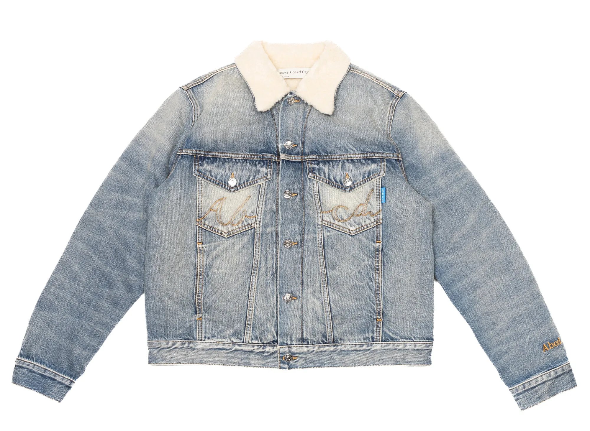 Advisory Board Crystals Shearling Lined Jean Jacket