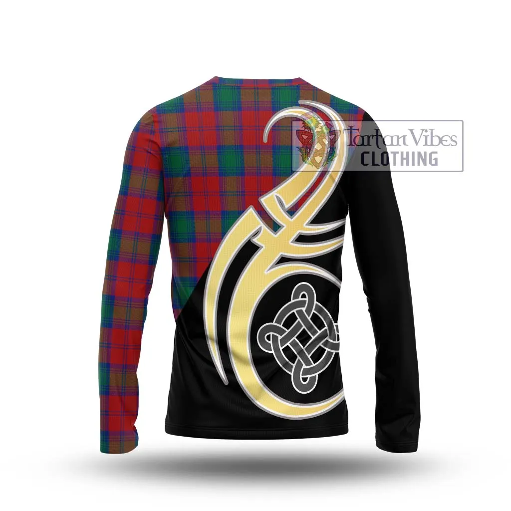 Affleck Tartan Long Sleeve T-Shirt with Family Crest and Celtic Symbol Style