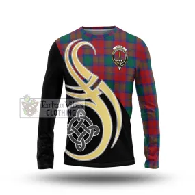 Affleck Tartan Long Sleeve T-Shirt with Family Crest and Celtic Symbol Style