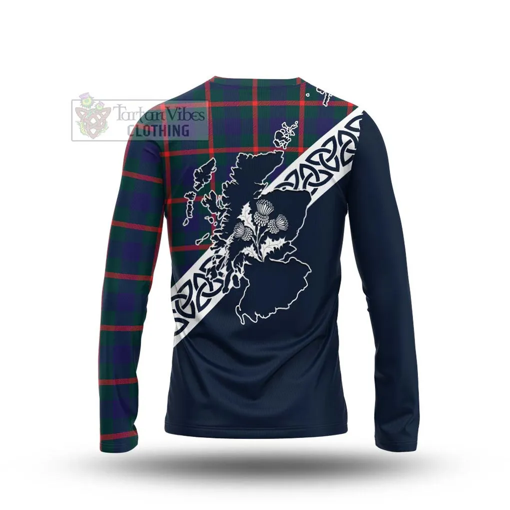 Agnew Tartan Long Sleeve T-Shirt Featuring Thistle and Scotland Map