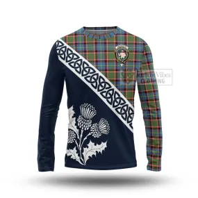 Aikenhead Tartan Long Sleeve T-Shirt Featuring Thistle and Scotland Map