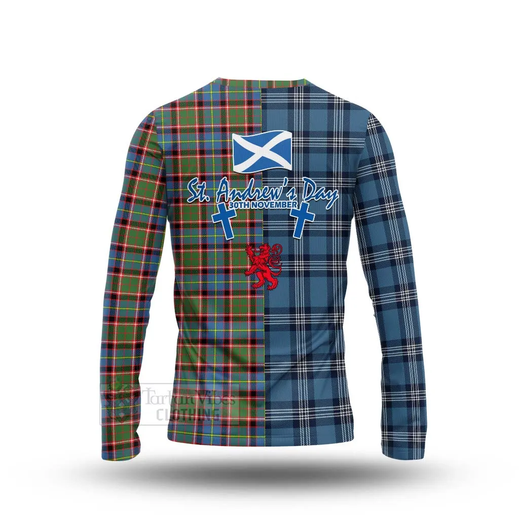 Aikenhead Tartan Long Sleeve T-Shirt Happy St. Andrew's Day Half Tartan Style