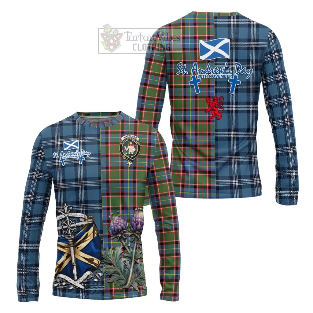 Aikenhead Tartan Long Sleeve T-Shirt Happy St. Andrew's Day Half Tartan Style