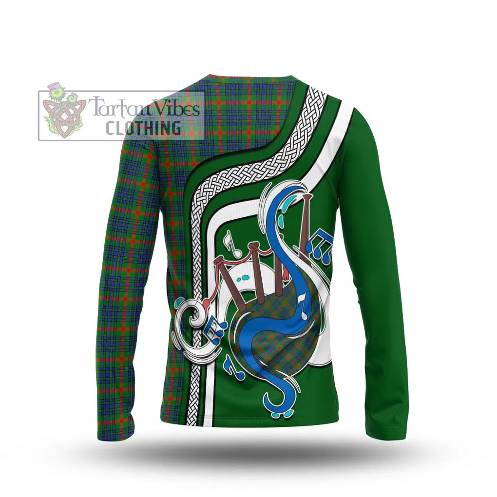 Aiton Tartan Long Sleeve T-Shirt with Epic Bagpipe Style