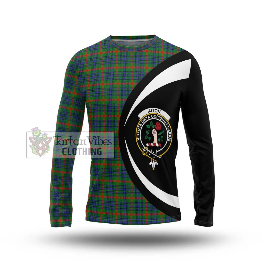 Aiton Tartan Long Sleeve T-Shirt with Family Crest Circle Style