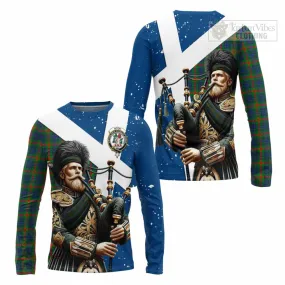 Aiton Tartan Long Sleeve T-Shirt with Family Crest Scottish Bagpiper Vibes