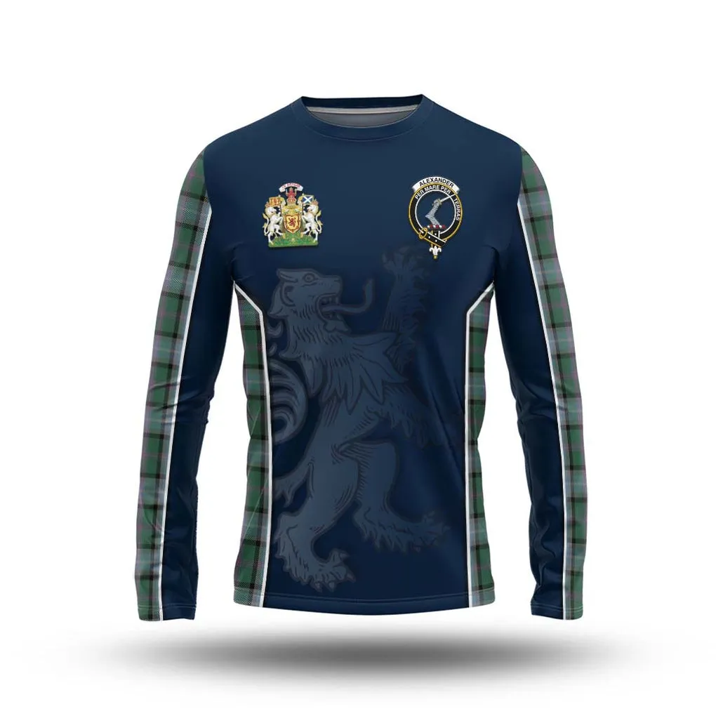 Alexander of Menstry Hunting Tartan Long Sleeve T-Shirt with Family Crest and Lion Rampant Vibes Sport Style