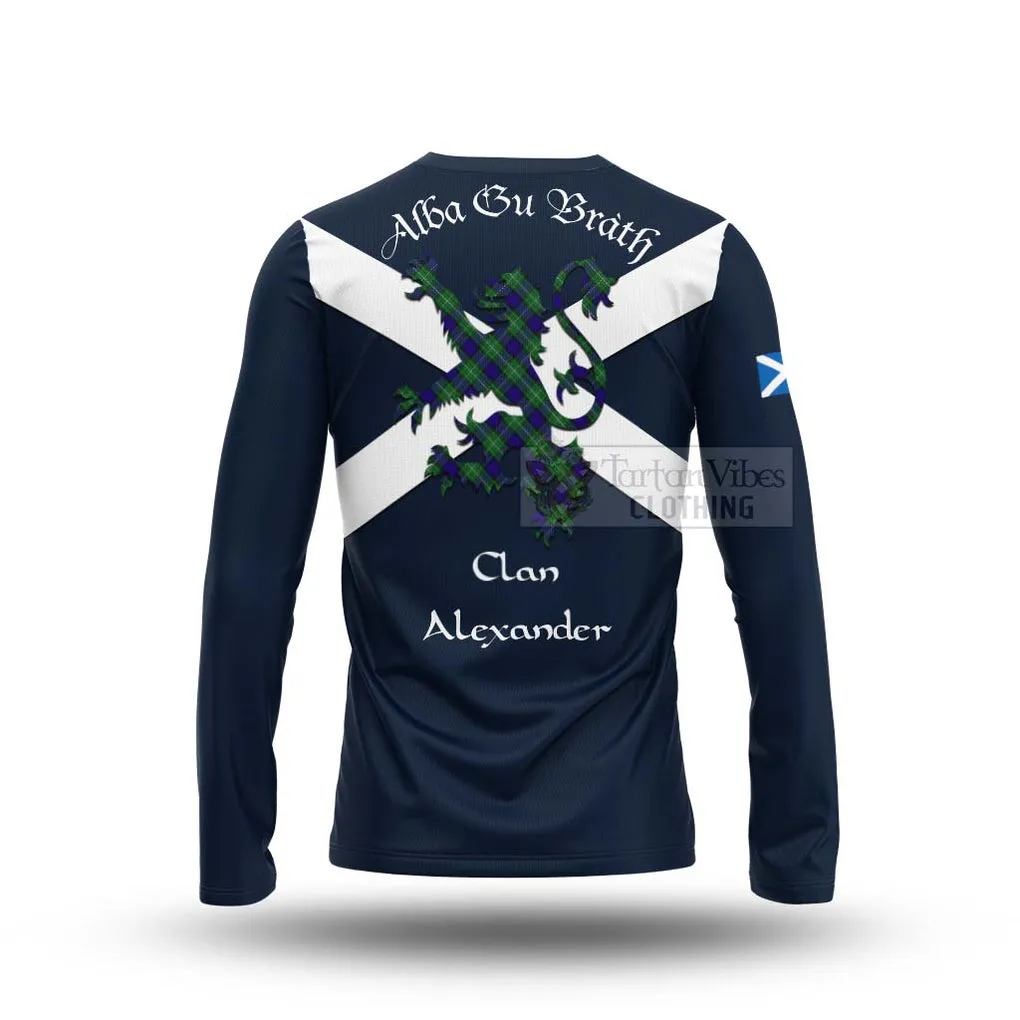 Alexander Tartan Lion Rampant Long Sleeve T-Shirt  Proudly Display Your Heritage with Alba Gu Brath and Clan Name