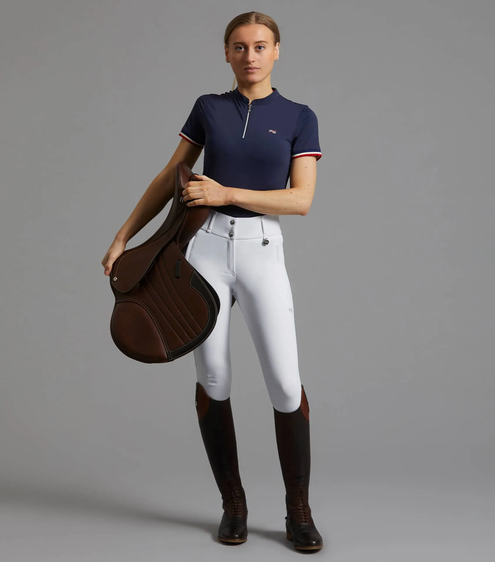 Allegra Ladies Short Sleeve Riding Top Navy