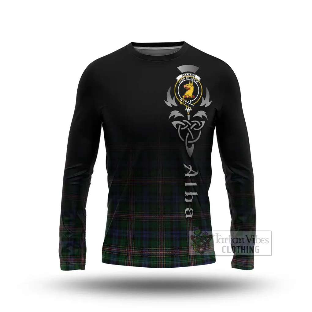 Allison Tartan Long Sleeve T-Shirt Featuring Alba Gu Brath Family Crest Celtic Inspired