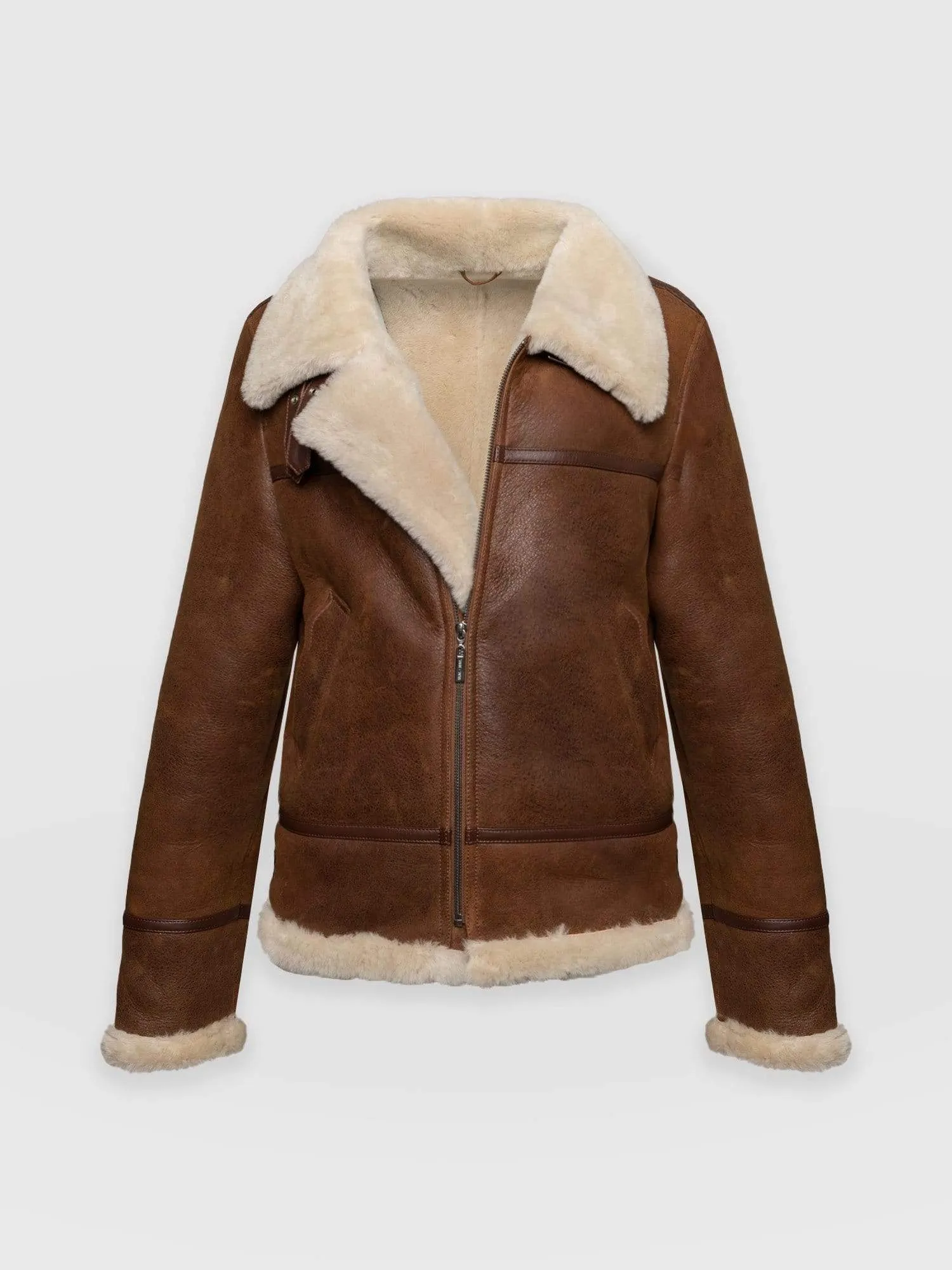 Amelia Aviator Jacket - Brown