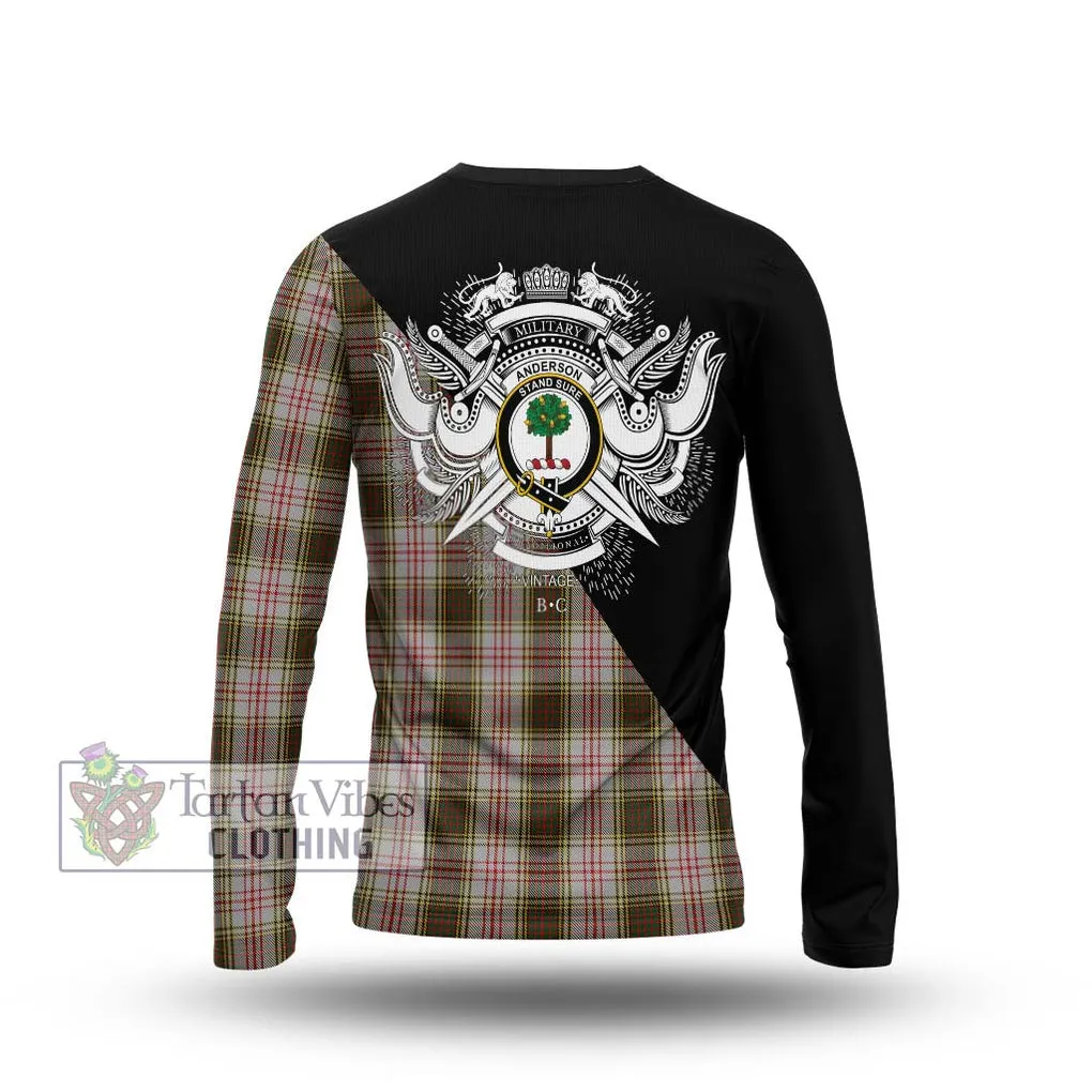 Anderson Dress Tartan Long Sleeve T-Shirt with Family Crest and Military Logo Style