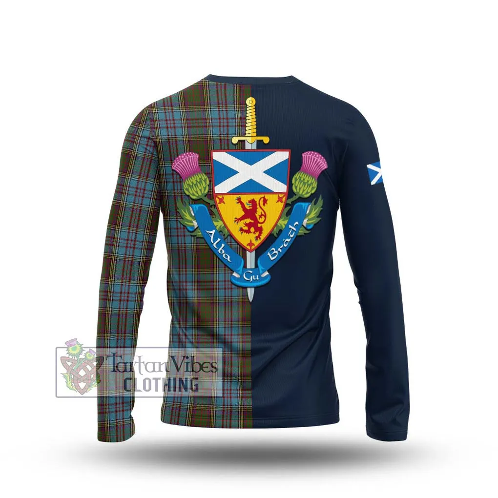 Anderson Tartan Long Sleeve T-Shirt Alba with Scottish Lion Royal Arm Half Style