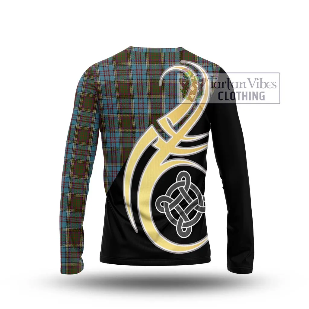 Anderson Tartan Long Sleeve T-Shirt with Family Crest and Celtic Symbol Style