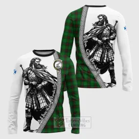 Anstruther Tartan Clan Crest Long Sleeve T-Shirt with Highlander Warrior Celtic Style