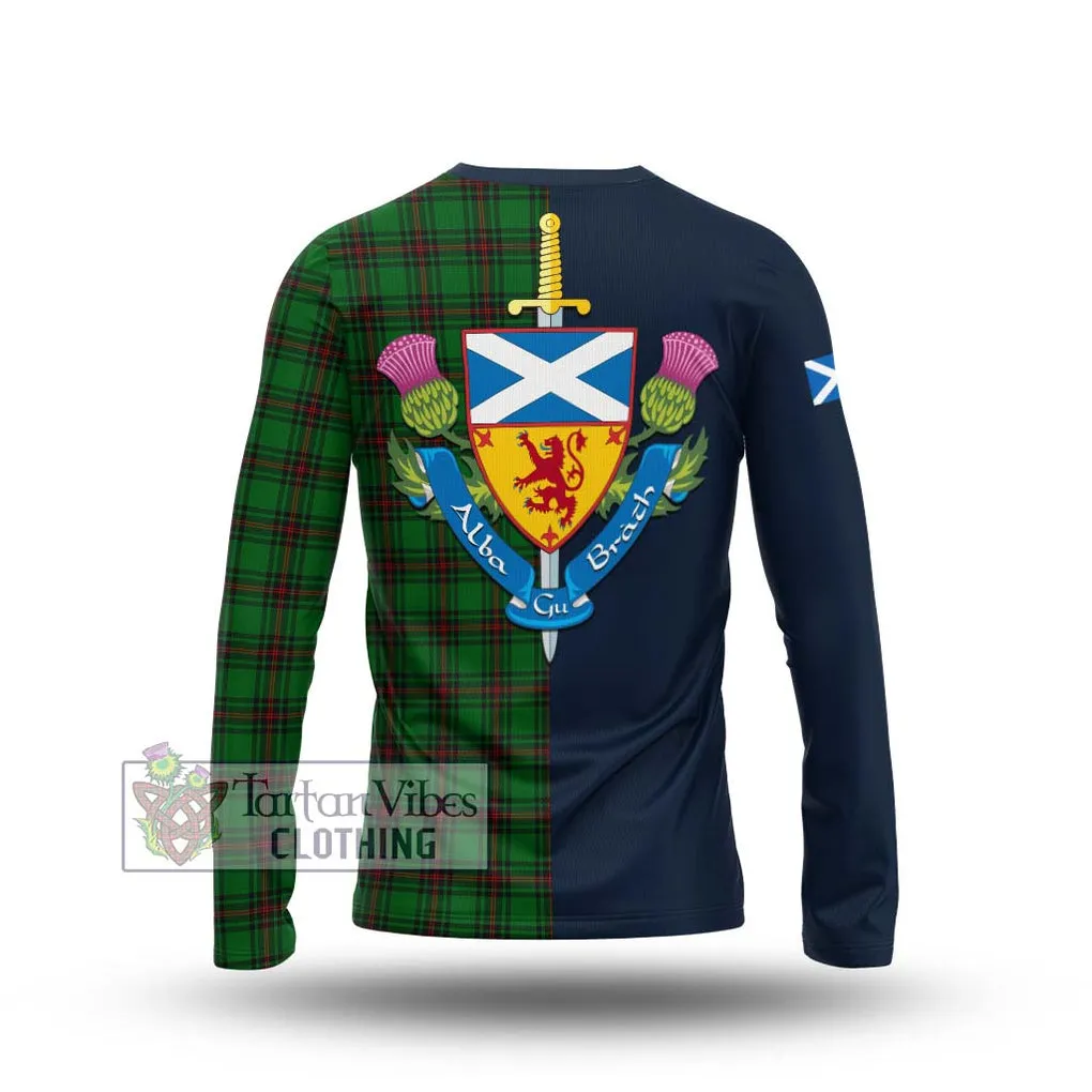 Anstruther Tartan Long Sleeve T-Shirt Alba with Scottish Lion Royal Arm Half Style