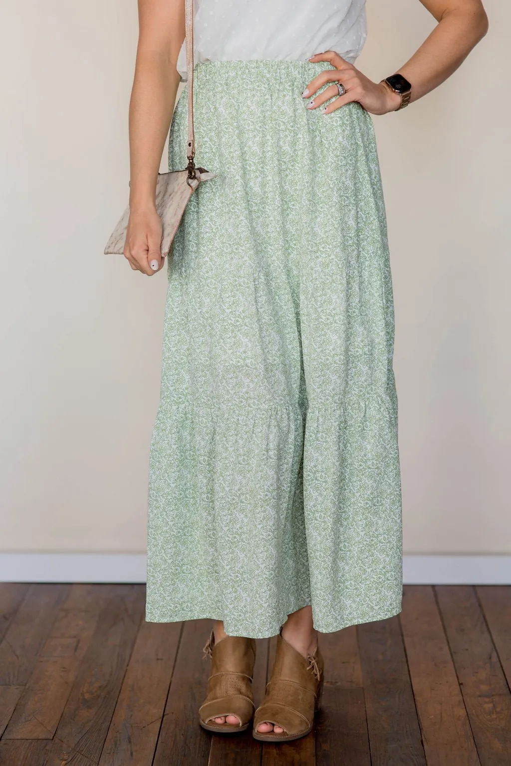 Antique Blooms Tiered Maxi Skirt