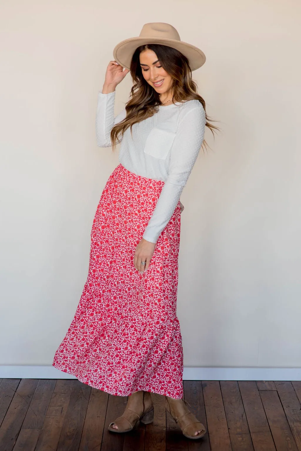 Antique Blooms Tiered Maxi Skirt