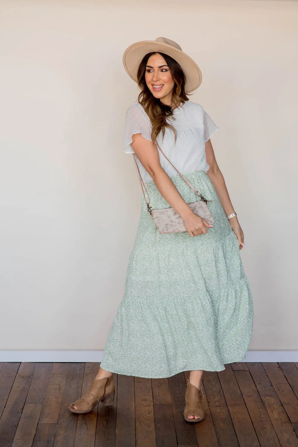 Antique Blooms Tiered Maxi Skirt