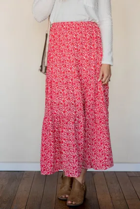 Antique Blooms Tiered Maxi Skirt