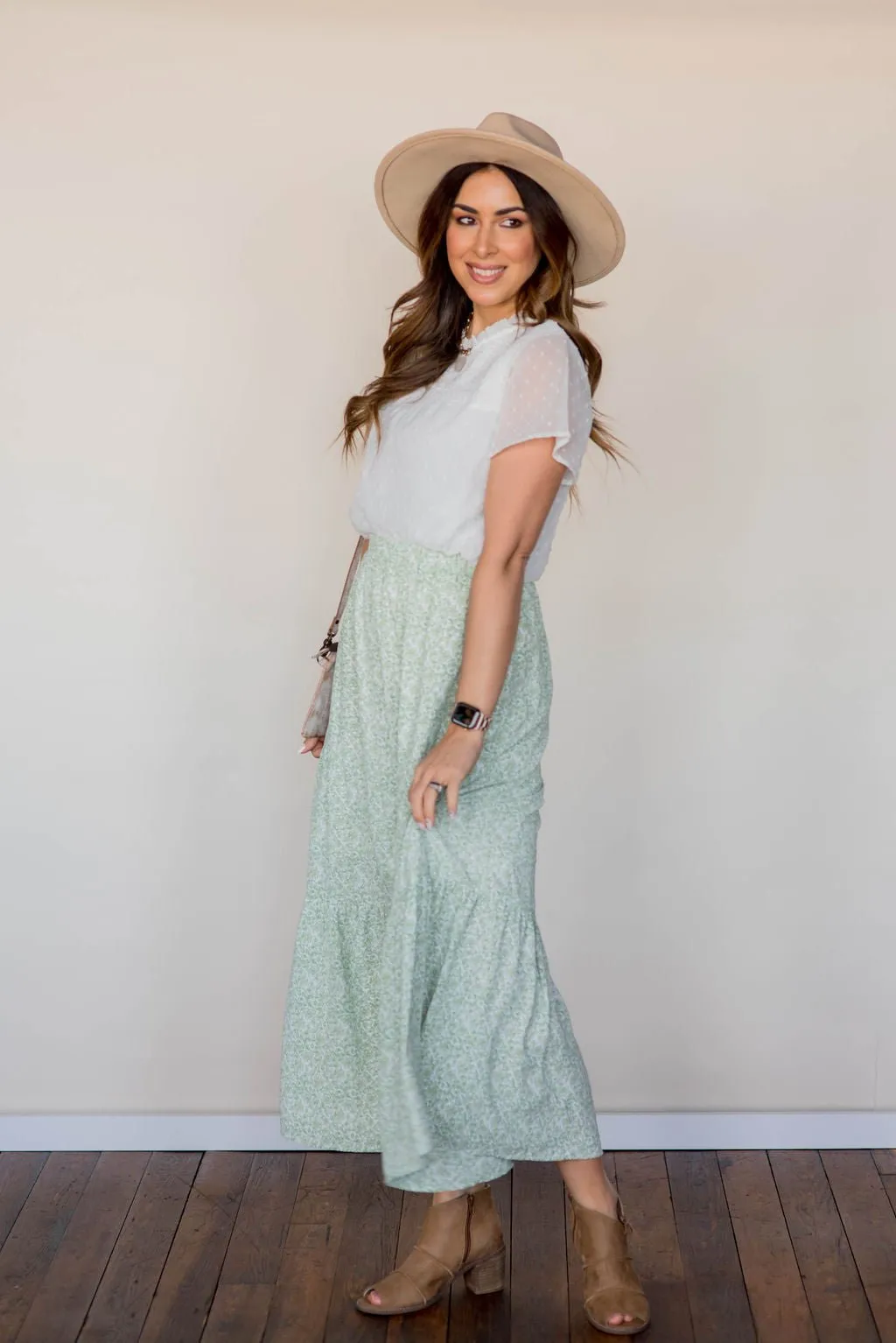 Antique Blooms Tiered Maxi Skirt