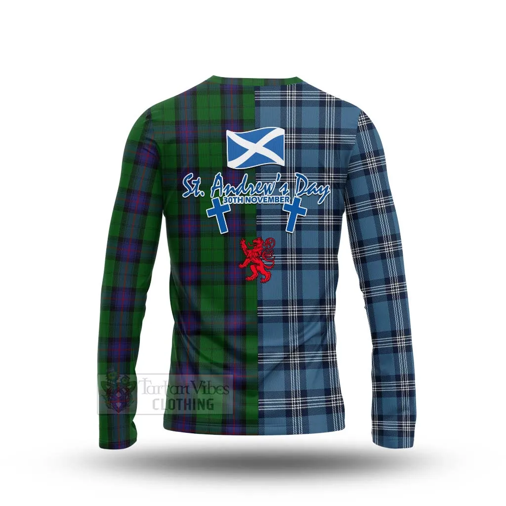 Armstrong Tartan Long Sleeve T-Shirt Happy St. Andrew's Day Half Tartan Style