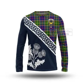 Arnott Tartan Long Sleeve T-Shirt Featuring Thistle and Scotland Map