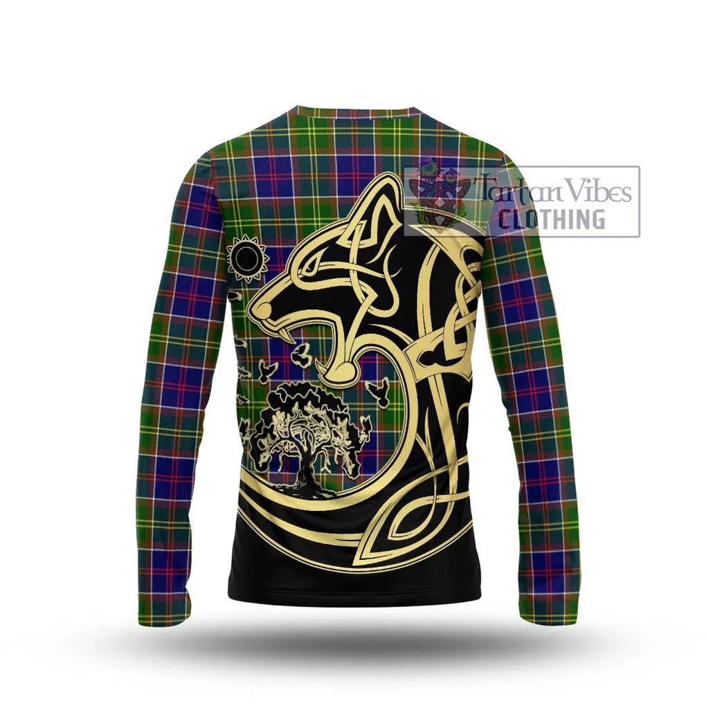 Arnott Tartan Long Sleeve T-Shirt with Family Crest Celtic Wolf Style