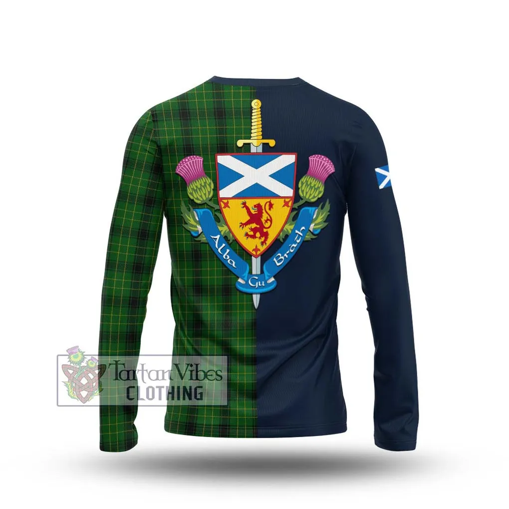 Arthur Highland Tartan Long Sleeve T-Shirt Alba with Scottish Lion Royal Arm Half Style