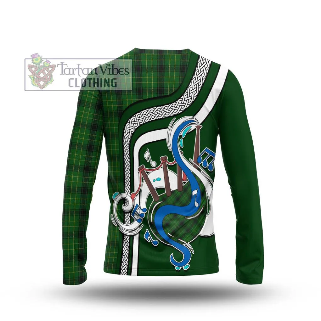 Arthur Highland Tartan Long Sleeve T-Shirt with Epic Bagpipe Style