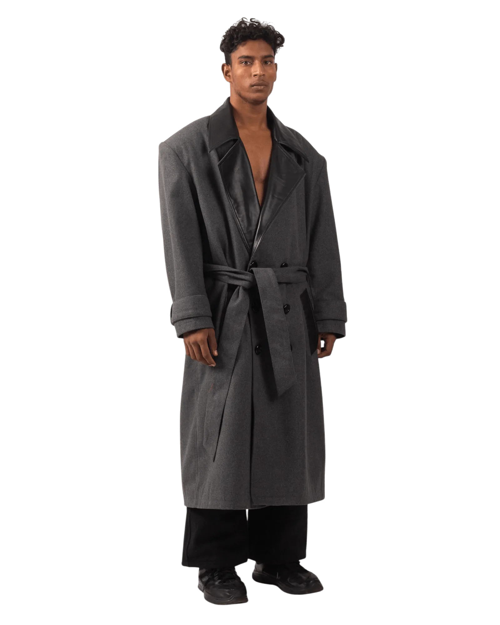 ASH GREY  WOOL TRENCH COAT