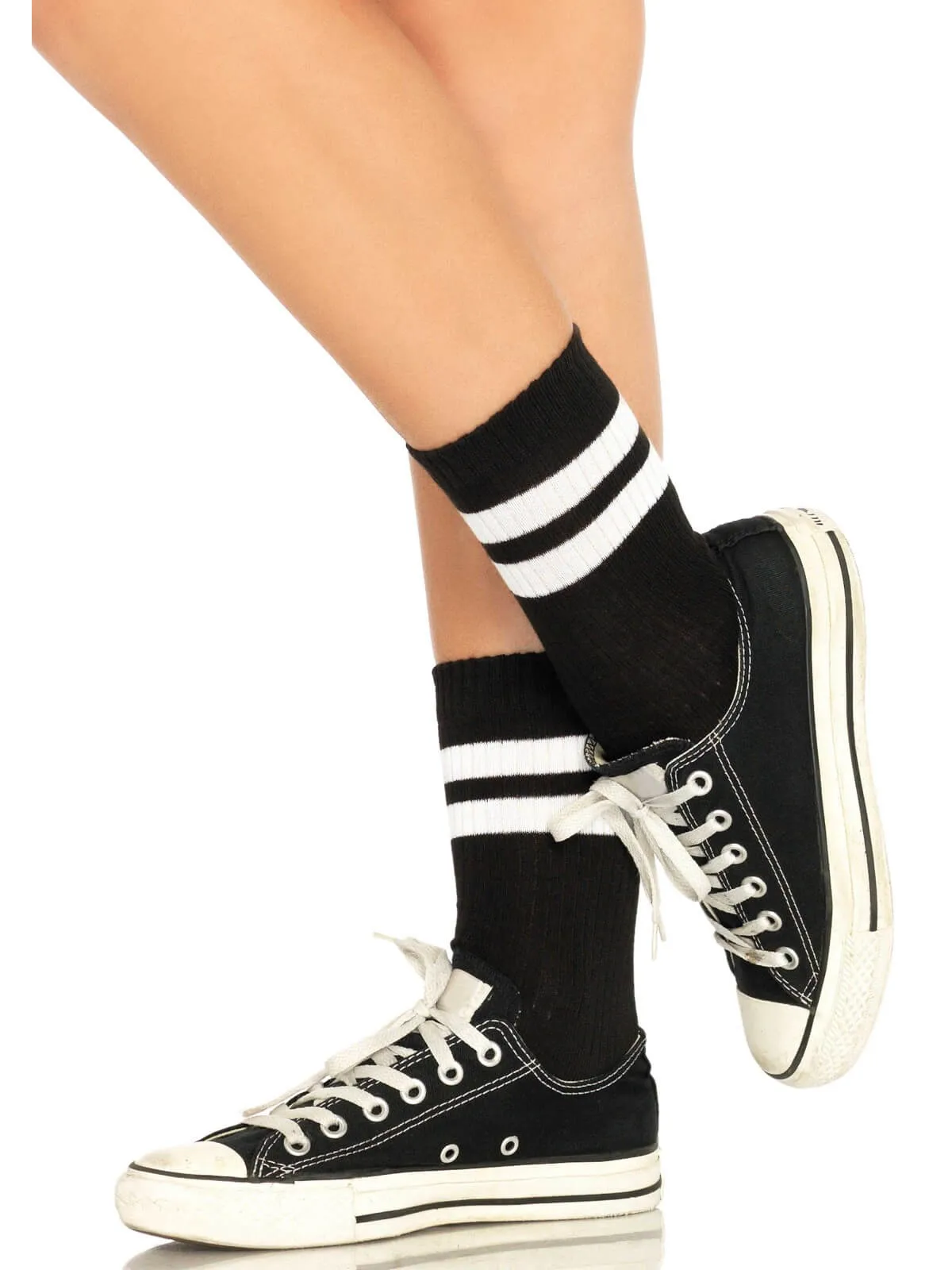 Athletic striped anklet socks