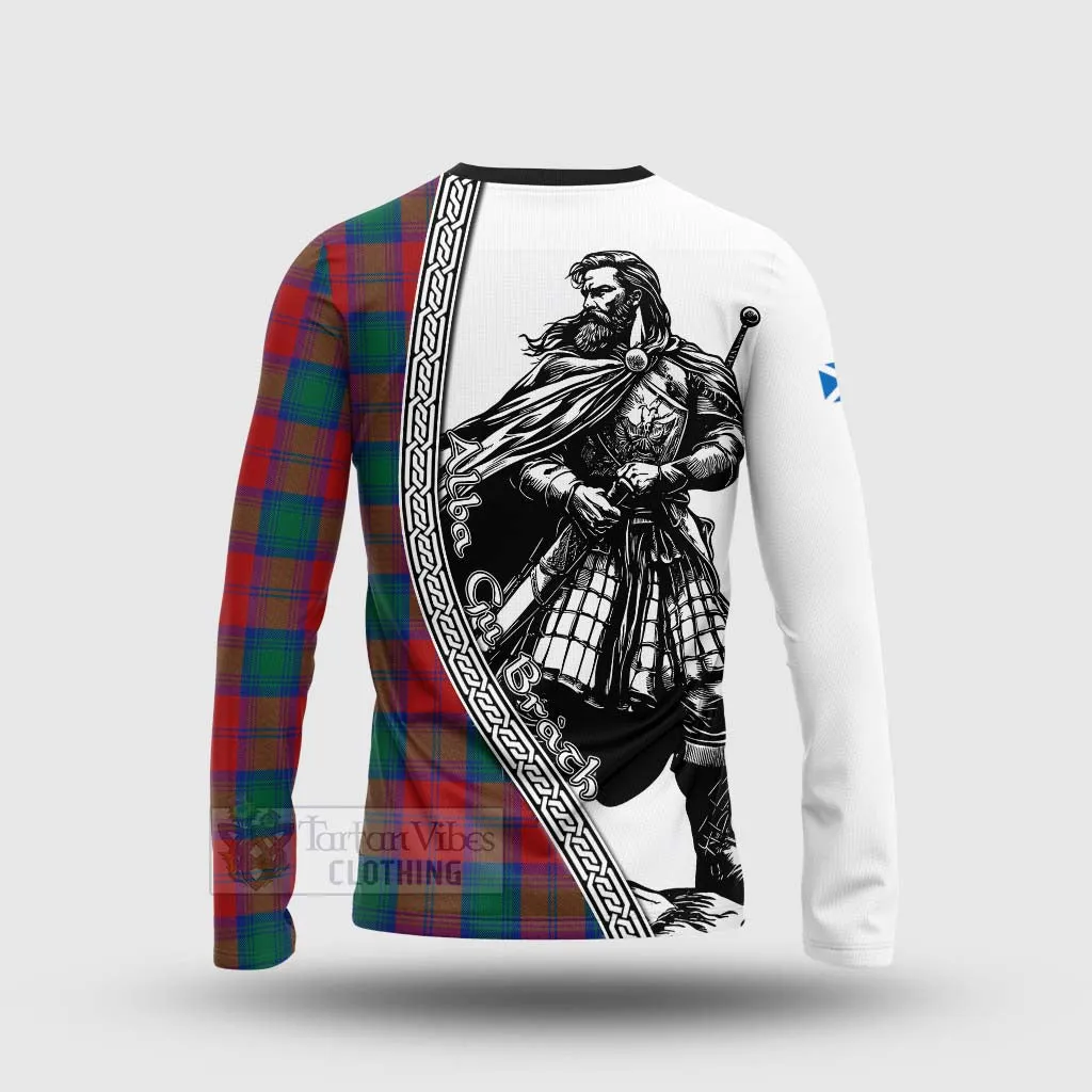 Auchinleck (Affleck) Tartan Clan Crest Long Sleeve T-Shirt with Highlander Warrior Celtic Style