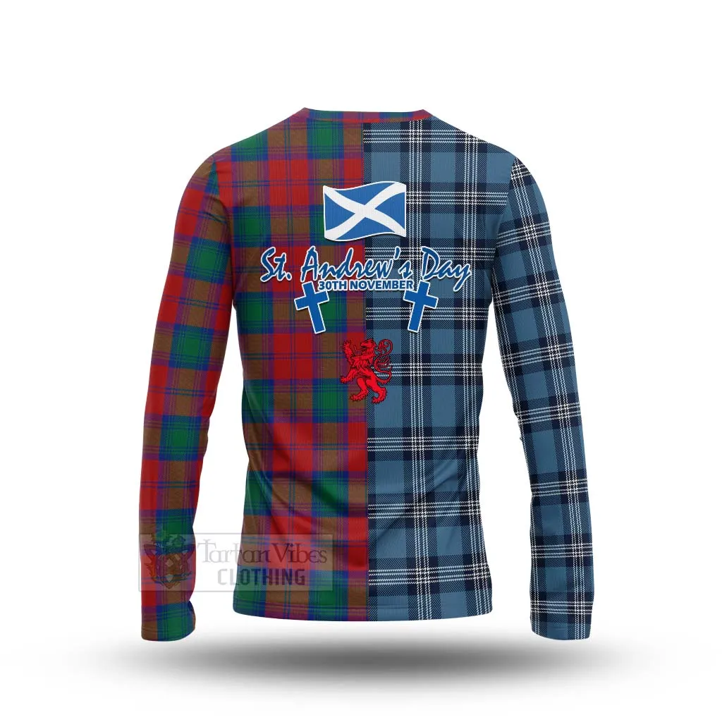 Auchinleck (Affleck) Tartan Long Sleeve T-Shirt Happy St. Andrew's Day Half Tartan Style