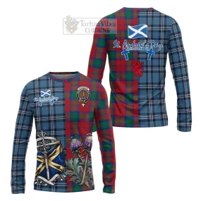 Auchinleck (Affleck) Tartan Long Sleeve T-Shirt Happy St. Andrew's Day Half Tartan Style