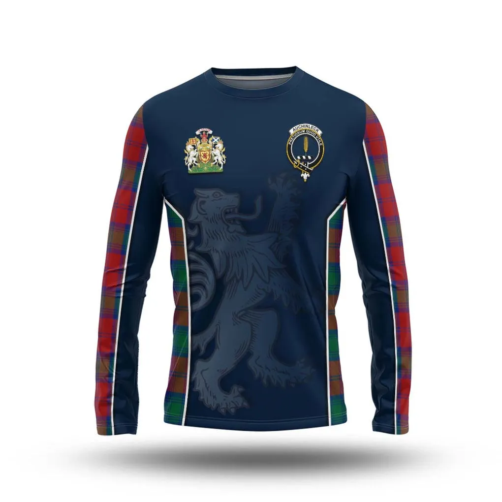 Auchinleck (Affleck) Tartan Long Sleeve T-Shirt with Family Crest and Lion Rampant Vibes Sport Style