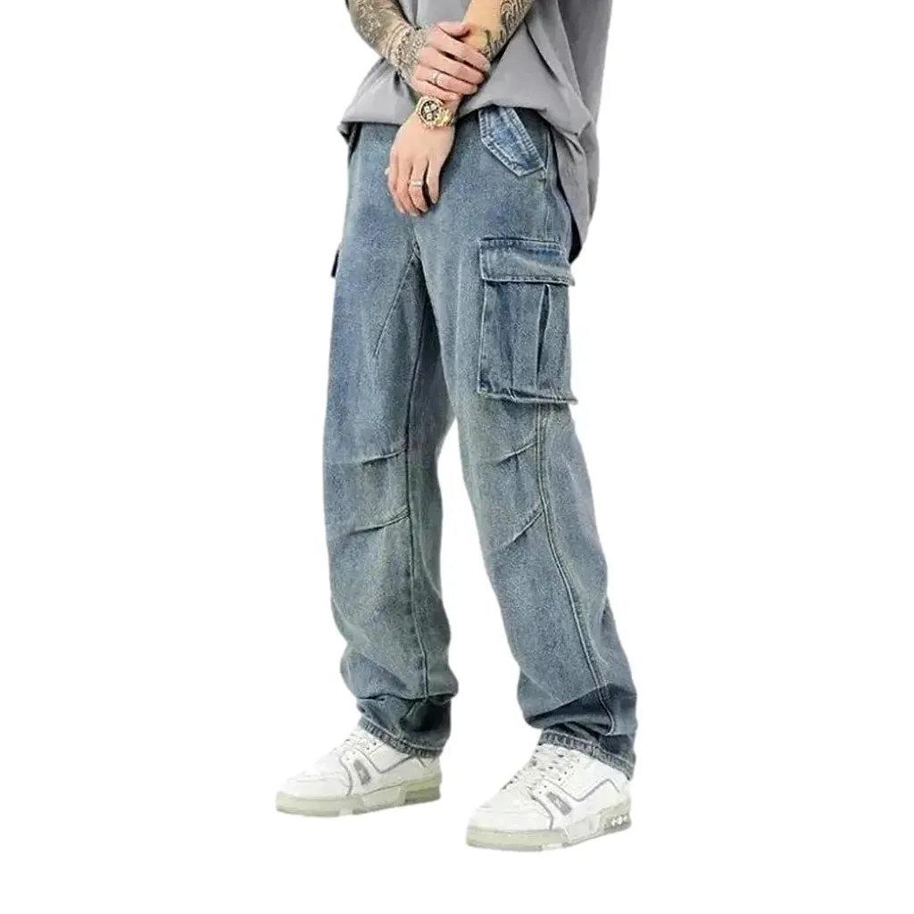 Baggy fit multi pocket men's jeans