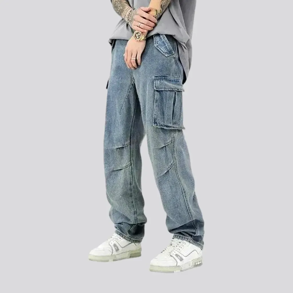 Baggy fit multi pocket men's jeans