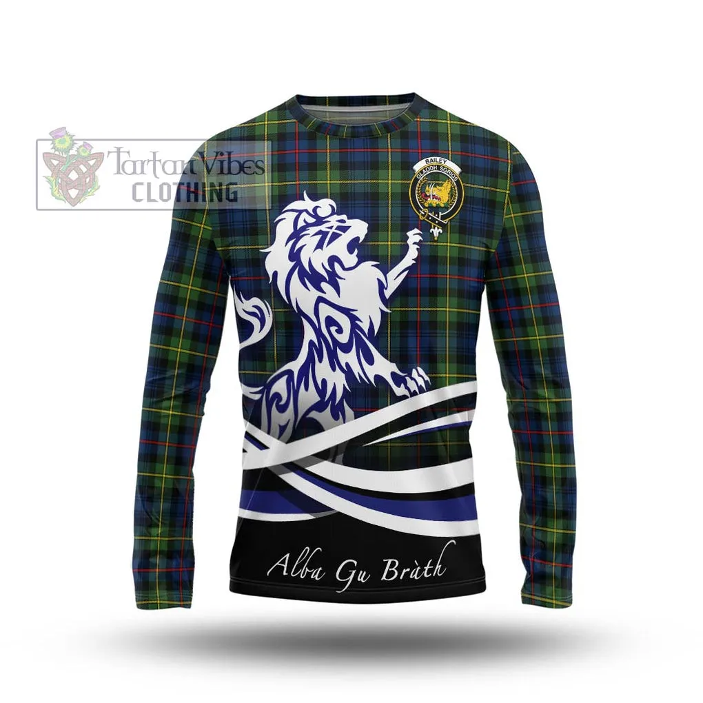 Bailey Modern Tartan Long Sleeve T-Shirt with Alba Gu Brath Regal Lion Emblem