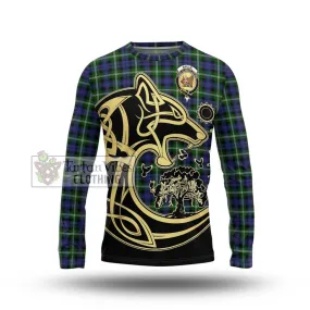 Baillie (Bailey) Tartan Long Sleeve T-Shirt with Family Crest Celtic Wolf Style