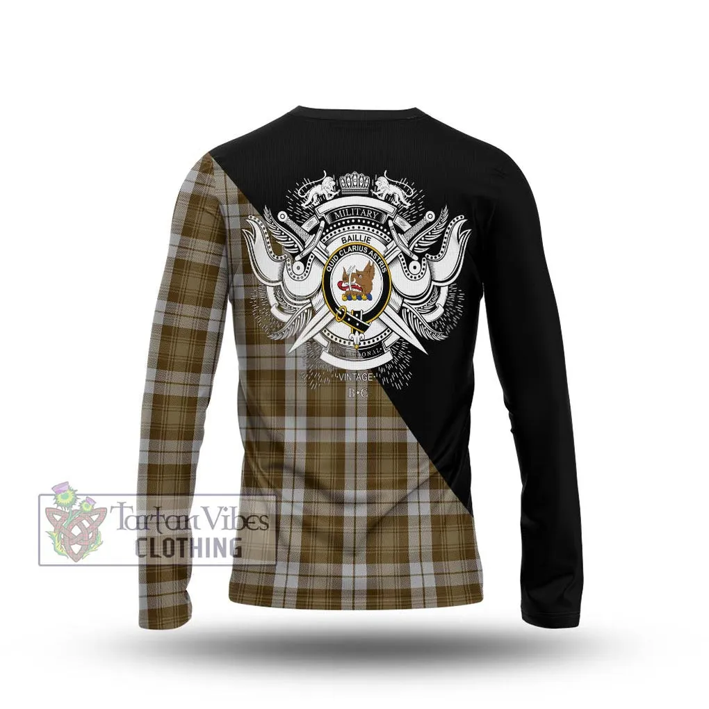 Baillie Dress Tartan Long Sleeve T-Shirt with Family Crest and Military Logo Style