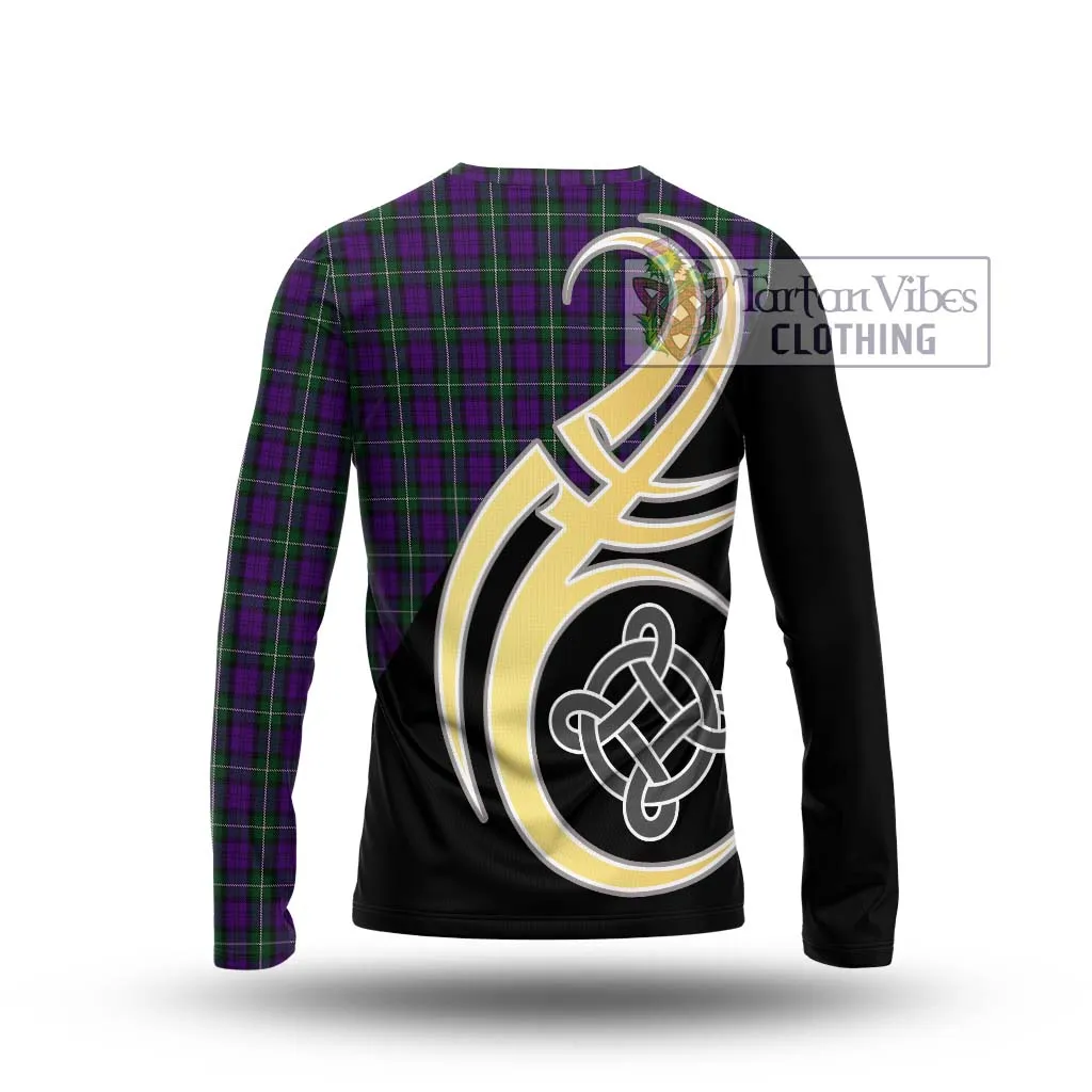 Baillie Highland Society Tartan Long Sleeve T-Shirt with Family Crest and Celtic Symbol Style