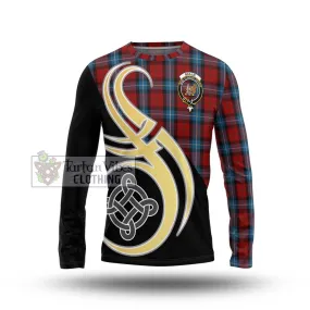 Baillie of Polkemmet Red Tartan Long Sleeve T-Shirt with Family Crest and Celtic Symbol Style