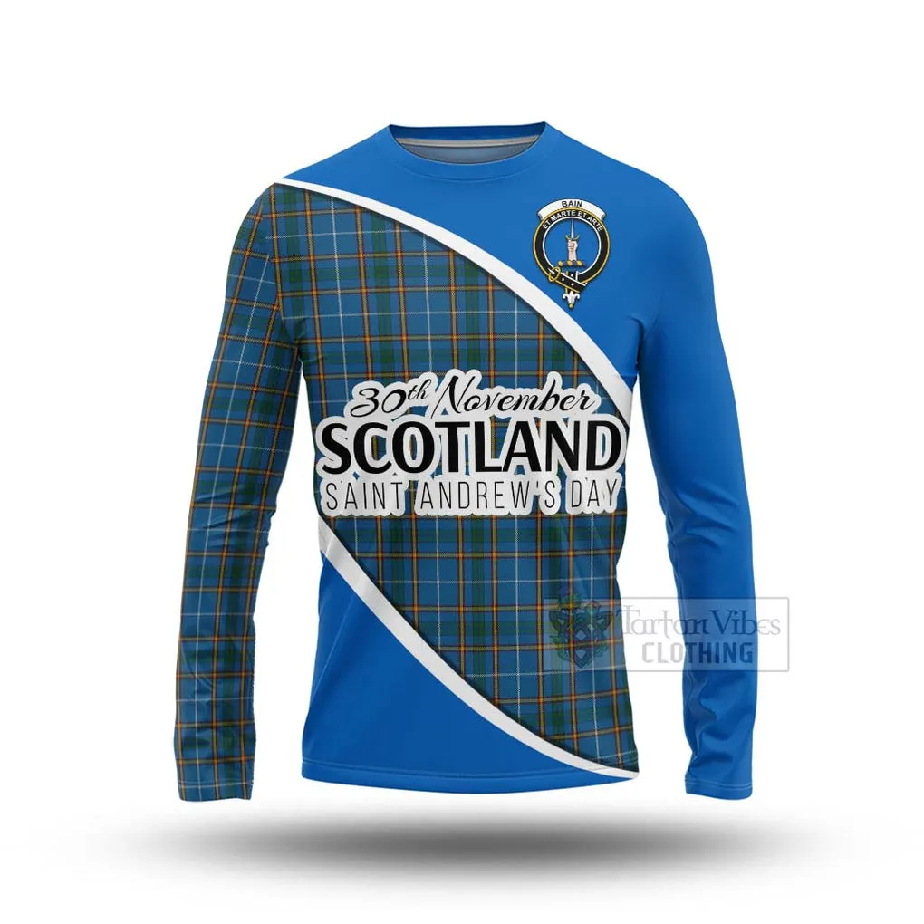 Bain Family Crest Tartan Long Sleeve T-Shirt Celebrate Saint Andrew's Day in Style