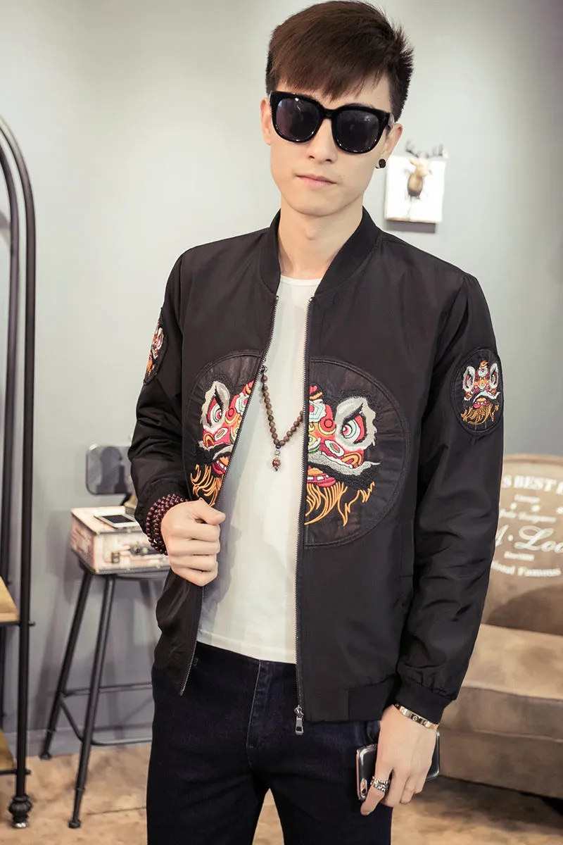 Barongsai Patch Men Slim Fit Jacket